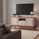 Ver imagem 1 de Rack para TV até 60 Polegadas 2 Portas 1 Gaveta 150cm Pés Luis Xv em Madeira + Nicho