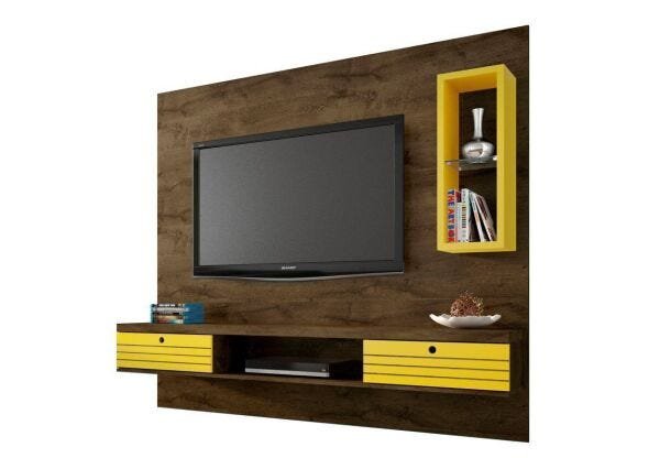 Painel para TV até 65 Polegadas Diamante Suspenso com Bancada 180cm ...