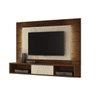 Painel para TV Lume e Bancada Suspensa com 02 Puffs - Canyon/Linho/Bege - 2
