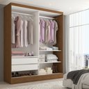 Ver imagem 2 de Guarda-roupa Solteiro Istambul 2 Portas 2 Gavetas com Espelho Cinamomo/off White - Pm