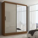 Ver imagem 1 de Guarda-roupa Solteiro Istambul 2 Portas 2 Gavetas com Espelho Cinamomo/off White - Pm