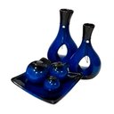 Ver imagem 1 de Jogo de Vasos Par Furados e Centro de Mesa 3 esferas Cerâmica - Black Blue