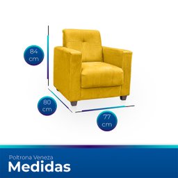 Poltrona Cadeira para Sala Confortável Reforçada Veneza Suede - 5