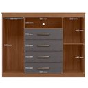 Ver imagem 5 de Guarda Roupa Casal Ripado 4 Portas Buriti com Pés e Cômoda Havana Master Jatobá Grafite Acetinado -