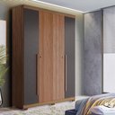 Ver imagem 6 de Guarda Roupa Casal Ripado 4 Portas Buriti com Pés e Cômoda Havana Master Jatobá Grafite Acetinado -