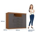 Ver imagem 4 de Guarda Roupa Casal Ripado 4 Portas Buriti com Pés e Cômoda Havana Master Jatobá Grafite Acetinado -