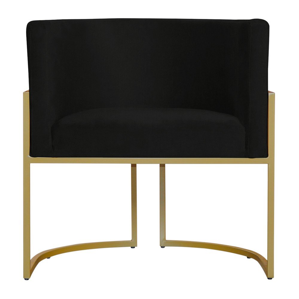 Kit 5 Poltronas Decorativa Sala de Estar Luana Base Gold Suede Preto - Montanaris Decor Md Montanari - 2