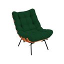 Ver imagem 2 de Kit Costela Poltrona e Puff Base Metálica Preta no Veludo Verde - Belliv Decor