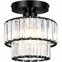 Ver imagem 1 de Luminária Lustre Teto 20x15cm 30 Cristais Metal Preto 2 Andares Plafon Gimpo Kjgd-020-black