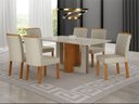 Ver imagem 1 de Conjunto Jantar 6 Cadeiras 1,80x090 Izabelle - Arbo Design - Cinamomo Off White - Linho Bege