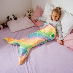 Cobertor Sereia Infantil Brilha Escuro Manta Saco de Dormir