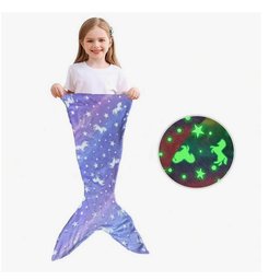 Cobertor Sereia Infantil Brilha Escuro Manta Saco de Dormir - 4