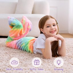 Cobertor Sereia Infantil Brilha Escuro Manta Saco de Dormir - 6