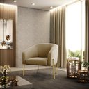 Ver imagem 2 de Cadeira Sala de Jantar Pé de Ferro Dourado Kit 2 Stella Suede D03 - D'Rossi