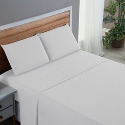 Lençol Super King Algodão 200 Fios 4 Peças Virol Cama Box Liso Toque Macio Hotel:branco - 2