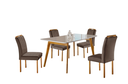 Ver imagem 1 de Conjunto Sala de Jantar 4 Lugares Lorena Mesa e Cadeiras Madeira Maciça e Tecido Veludo Marrom