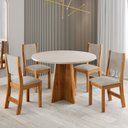 Ver imagem 1 de Conjunto Sala de Jantar 4 Lugares Redondo Tampo em Mdf Chilli