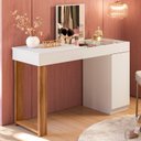 Ver imagem 2 de Mesa Escrivaninha Office Penteadeira Love Moderna Espelho Branco Fosco com Cinamomo Mel