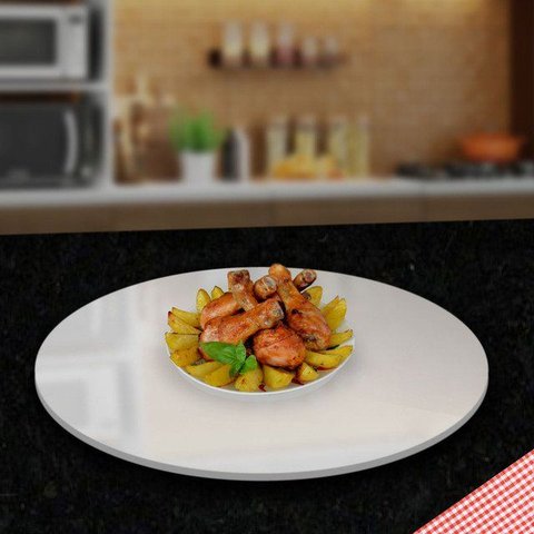 Prato Giratório Sobrepor Servir Mesa de Jantar Branco 50 Cm
