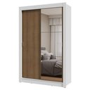 Ver imagem 3 de Guarda-roupa Solteiro 2 Portas de Correr com Espelho Branco/rustic Milano Madesa