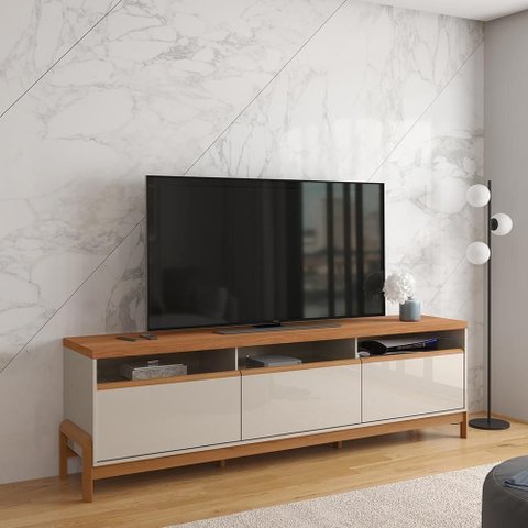 Rack para Tv até 70 Polegadas 1 Porta e 2 Gavetas Elegance 2,13m Lukaliam Móveis Off White-