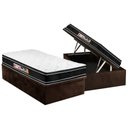 Ver imagem 1 de Cama Box Baú Solteiro: Colchão Castor Black e White Euro Pillow + Base Crc Suede Brown