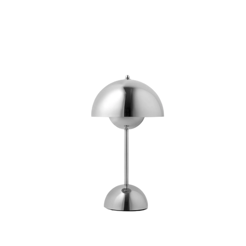 Luminária de Mesa Abajur Flower Cromado 29cm 5w Led 3000k Dimerizável e Recarregável Ds8309