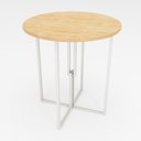 Ver imagem 1 de Mesa Redonda Industrial 80cm Branca Tampo Madeira Pinus