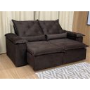 Ver imagem 1 de Sofá Retrátil Reclinável 1,80 m Marrom 200 Athenas