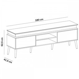Rack para Tv até 75 Polegadas com Led Lumina 2 Portas Pinho/off White - Artely - 4