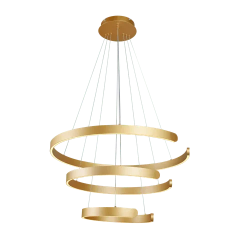 Pendente Led Triplo 94w 3000k 9400lm Bivolt Alumínio Dourado e Silicone