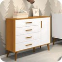 Ver imagem 2 de Cômoda Infantil 1 Porta e 4 Gavetas Isis Branco Fosco com Amadeirado