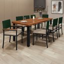 Ver imagem 1 de Conjunto Sala de Jantar 8 Lugares Retangular Tampo Madeira Maciça 200x90cm Mesa Athenas com Cadeiras Madri