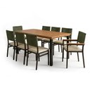 Ver imagem 2 de Conjunto Sala de Jantar Mesa 8 Cadeiras Corino Tampo de Madeira Maciça Pinus Athenas Madri Verde/Pérola
