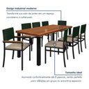 Ver imagem 5 de Conjunto Sala de Jantar 8 Lugares Retangular Tampo Madeira Maciça 200x90cm Mesa Athenas com Cadeiras Madri