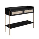 Ver imagem 1 de Aparador 2 Gavetas 103cm Palhinha Pé Metal Nero/dourado