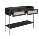Ver imagem 3 de Aparador 2 Gavetas 103cm Palhinha Pé Metal Nero/dourado