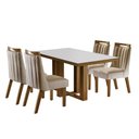Ver imagem 2 de Conjunto Sala de Jantar Mesa Tampo MDF e Vidro e 4 Cadeiras Lottus