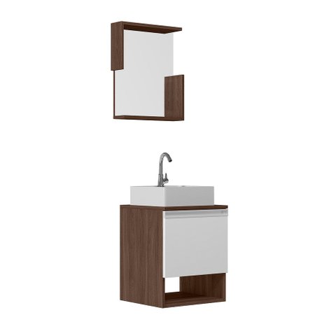 Conjunto Gabinete Armário para Banheiro Suécia completo com Cuba e Torneira