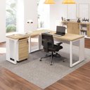 Ver imagem 1 de Mesa de Escritório em L 170 cm X 160 cm 40mm Pés Metal com Gaveteiro F5 Office Cor:Macadâmia com