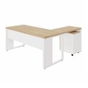Ver mais imagens de Mesa de Escritório em L 170 cm X 160 cm 40mm Pés Metal com Gaveteiro F5 Office Cor:Macadâmia com