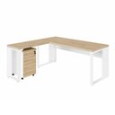 Ver imagem 2 de Mesa de Escritório em L 170 cm X 160 cm 40mm Pés Metal com Gaveteiro F5 Office Cor:Macadâmia com