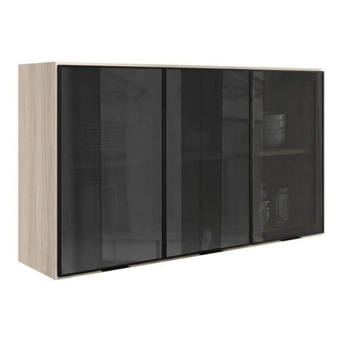 Armario Aereo 3 Portas Vidro MDF 120 cm Kali 1219712 Bianco Toq Nicioli