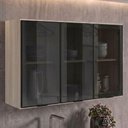 Ver imagem 2 de Armario Aereo 3 Portas Vidro MDF 120 cm Kali 1219712 Bianco Toq Nicioli
