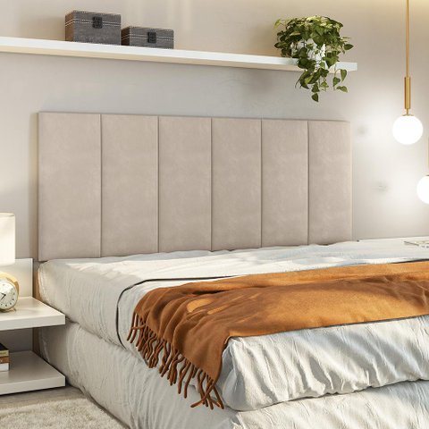 Cabeceira Box Estofada 160cm X 58cm Queen Modelo Julia - Areia