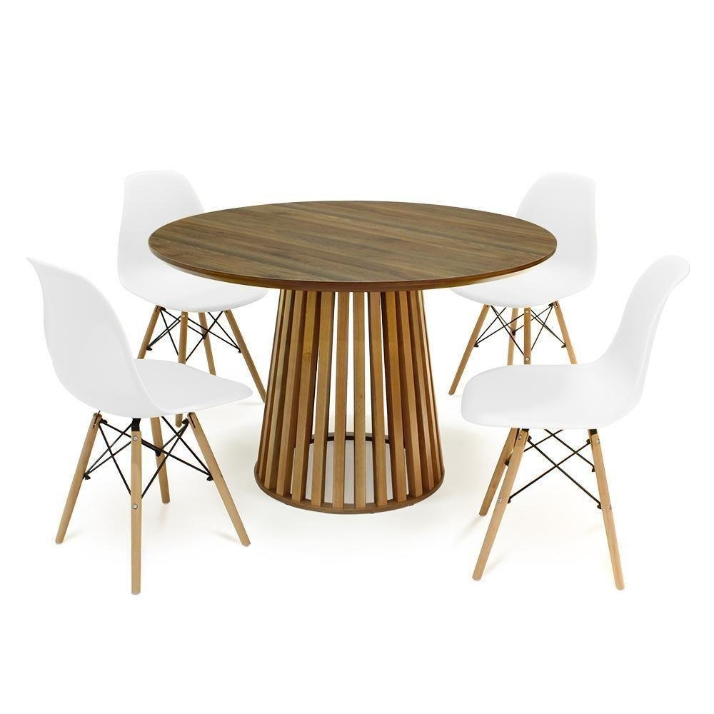 Conjunto Mesa De Jantar Redonda 120cm Com 4 Cadeiras - 1