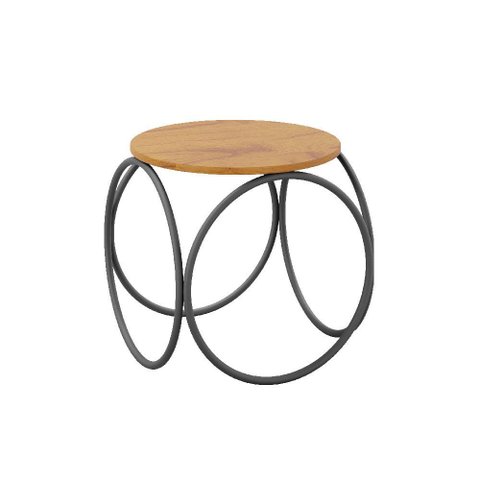 Mesa de Centro Luigi 450 Lâmina Natural de Madeira Pés em Estrutura Metálica Pollo Decor