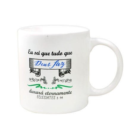 Caneca De Cerâmica Evangelho Eclesiates 3:14 300 Ml