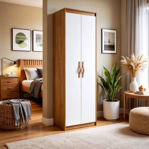 Sapateira Multiuso 2 Portas 5 Prateleiras 177cm Bliss Bege Amêndoa Clean/Branco
