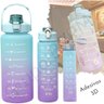 Kit 3 Garrafa de Água Squeeze Dk Galão 2l Litros + 700ml + 300ml Academia Colorida com Adesivo - 4